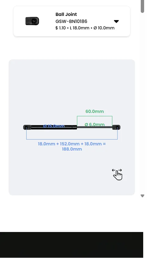 Gas Spring Configurator screen 2