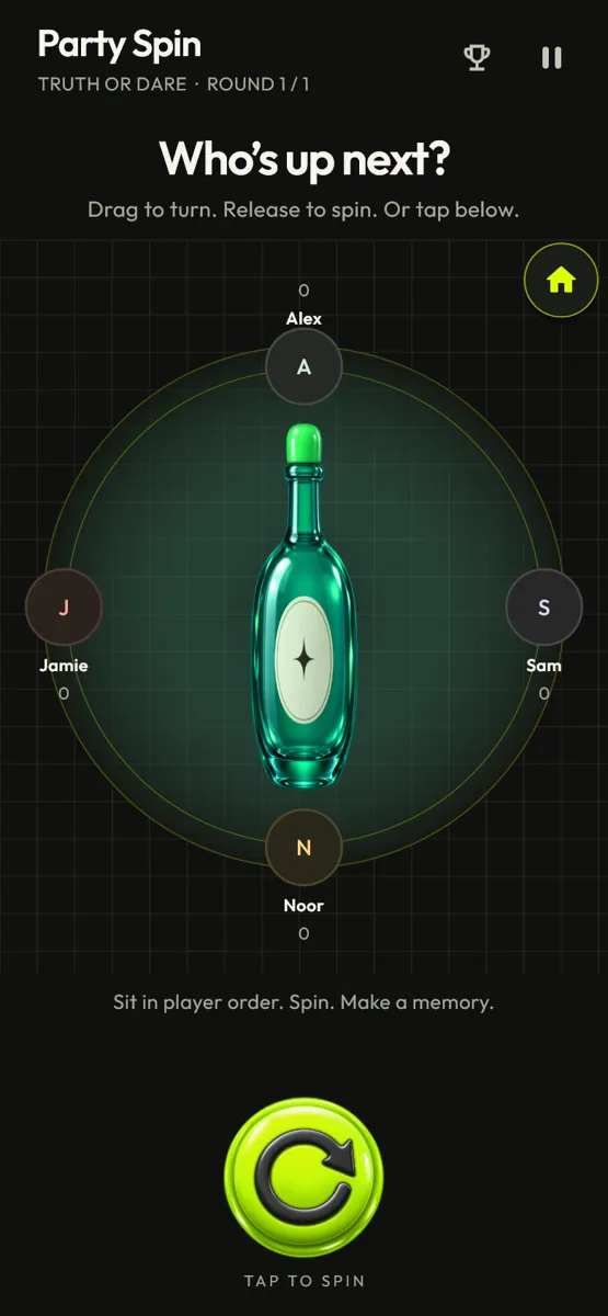 Party Spin app screenshot
