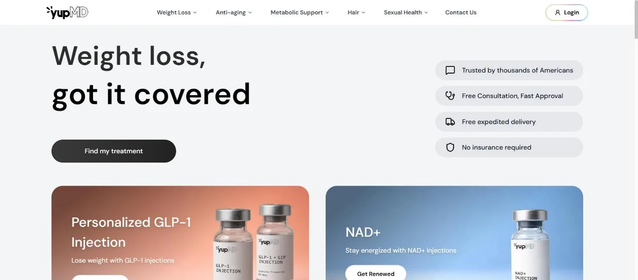 YupMD, telehealth platform website homepage